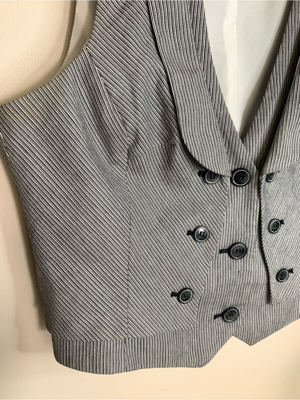 le château Y2K Pinstripe Gray Double-Breasted Vest L - Picture 11 of 13